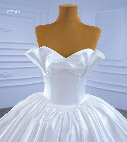 Ruffle Ivory Satin Strapless Wedding Dresses Luxury Bridal Gowns 67349 Viniodress-wedding dresses 2025 -Viniodress-As Picture-Custom Size-