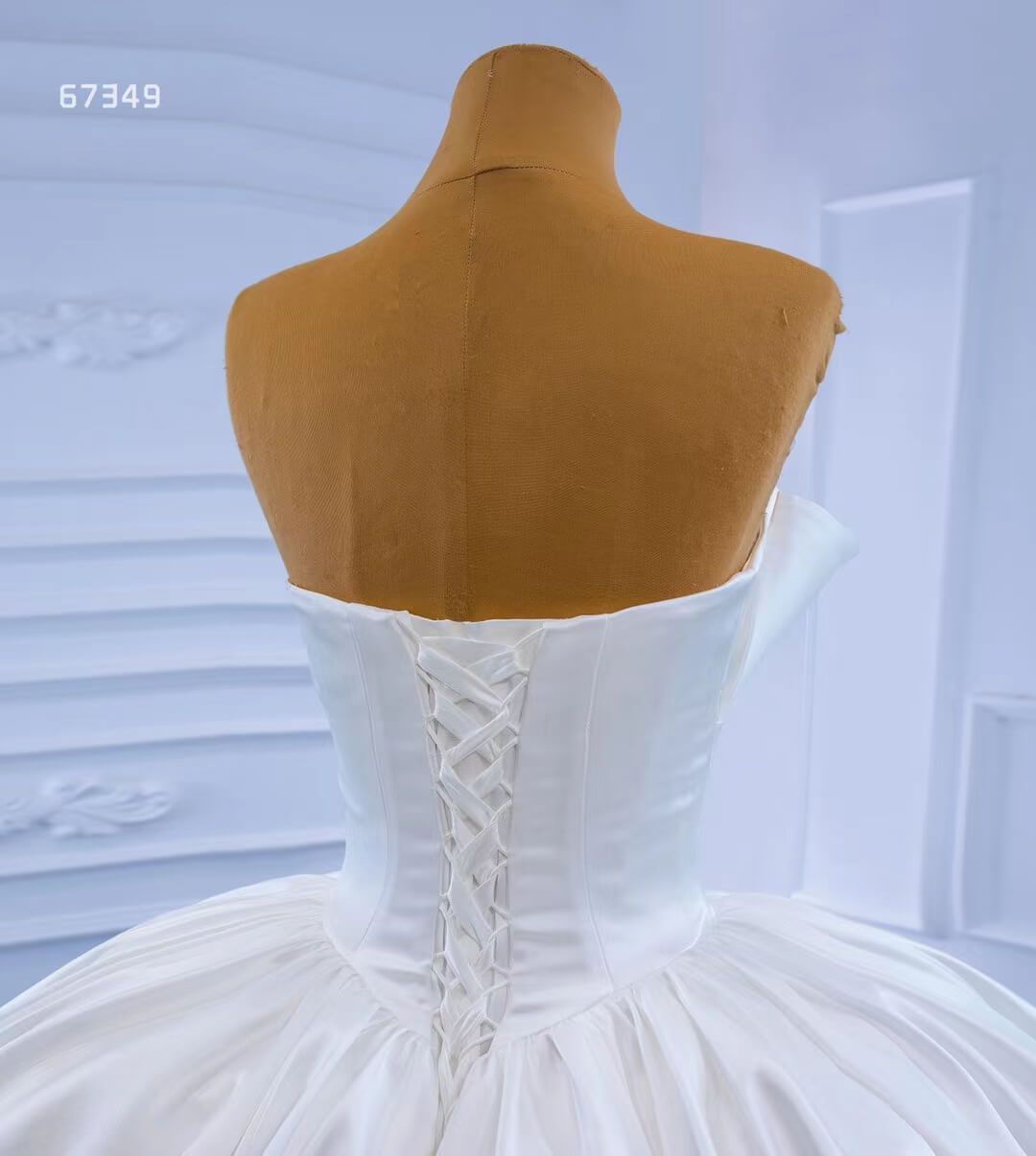 Ruffle Ivory Satin Strapless Wedding Dresses Luxury Bridal Gowns 67349 Viniodress-wedding dresses 2025 -Viniodress-As Picture-Custom Size-