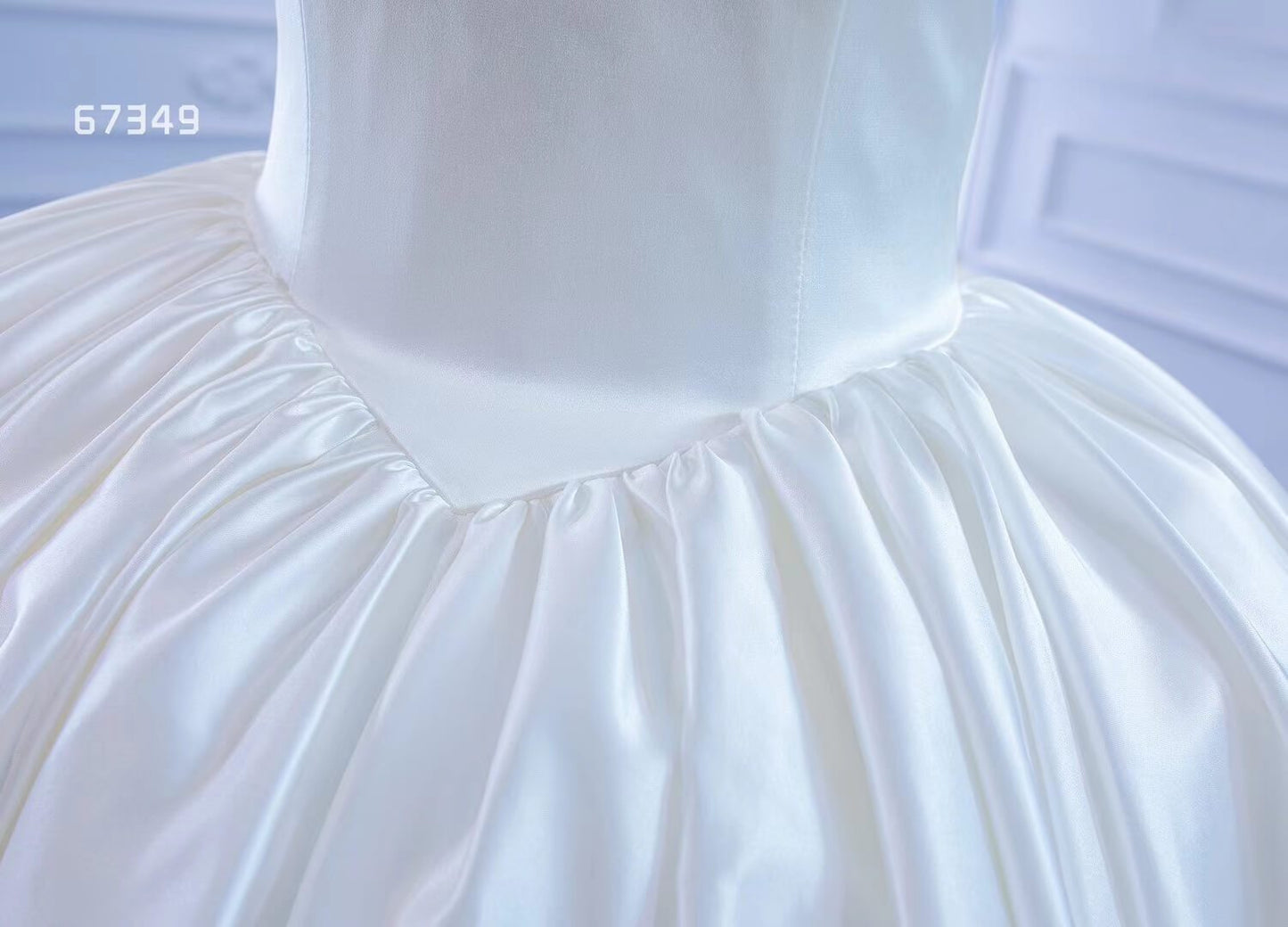 Ruffle Ivory Satin Strapless Wedding Dresses Luxury Bridal Gowns 67349 Viniodress-wedding dresses 2025 -Viniodress-As Picture-Custom Size-