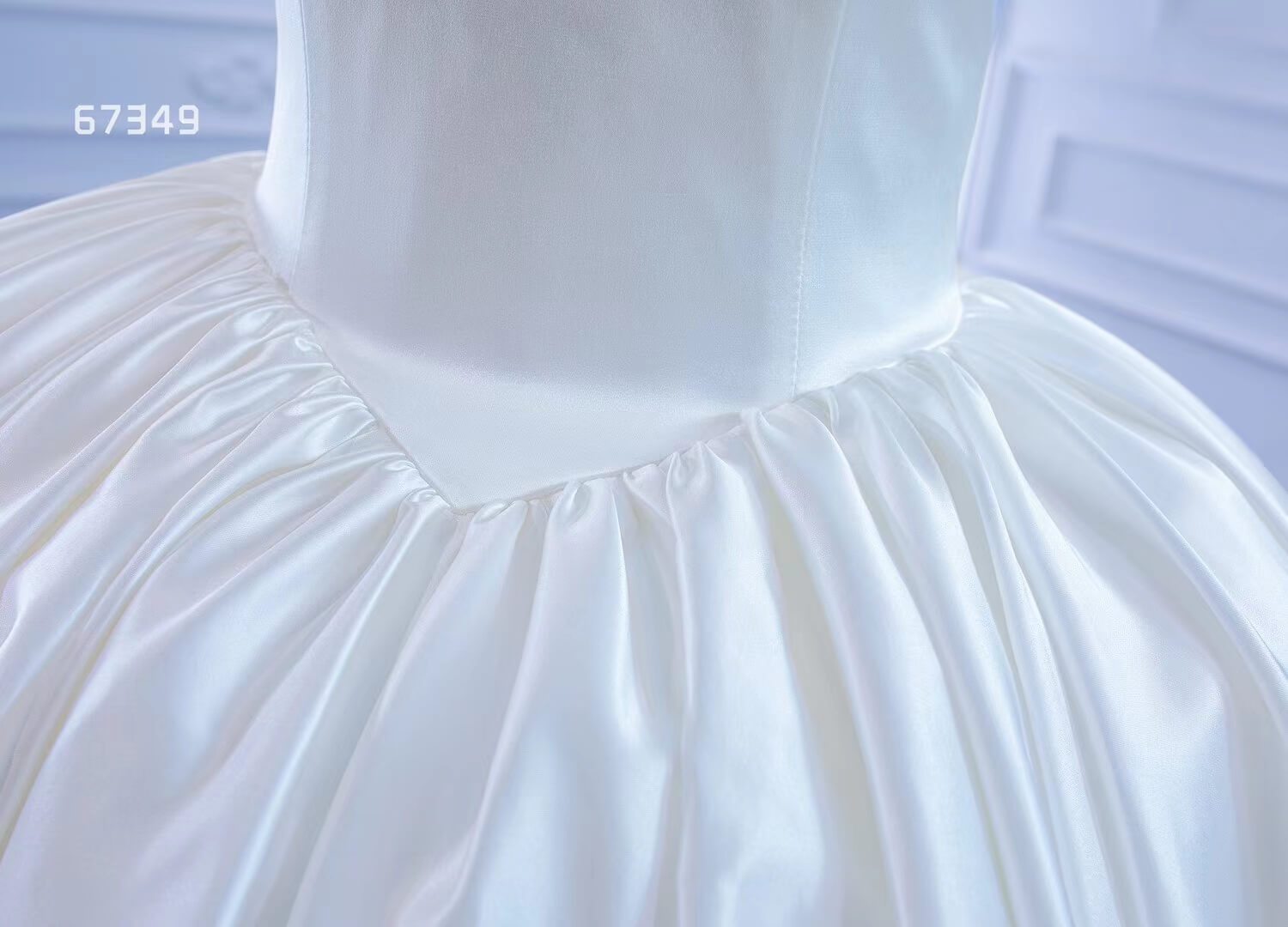 Ruffle Ivory Satin Strapless Wedding Dresses Luxury Bridal Gowns 67349 Viniodress-wedding dresses 2025 -Viniodress-As Picture-Custom Size-