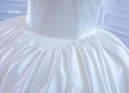 Ruffle Ivory Satin Strapless Wedding Dresses Luxury Bridal Gowns 67349 Viniodress-wedding dresses 2025 -Viniodress-As Picture-Custom Size-