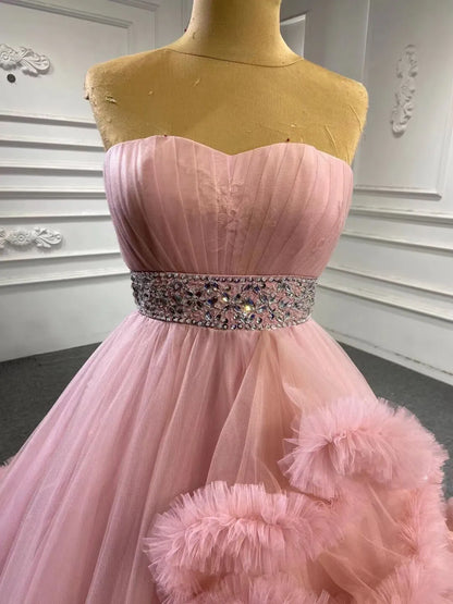 Ruffle Layered Vintage Ball Gown Strapless Couture Formal Dresses 6662 viniodress-Quinceanera Dresses 2025 -Viniodress-Dusty Rose-Custom Size-