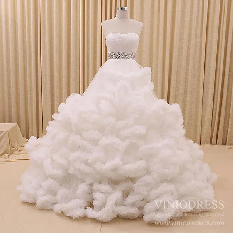 Ruffle Layered Vintage Ball Gown Strapless Couture Formal Dresses 6662 viniodress-Quinceanera Dresses 2025 -Viniodress-Ivory-Custom Size-