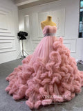 Ruffle Layered Vintage Ball Gown Strapless Couture Formal Dresses 6662 viniodress-Quinceanera Dresses-Viniodress-Viniodress