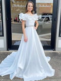 Ruffle Off the Shoulder Prom Dresses Satin Formal Gown FD4062
