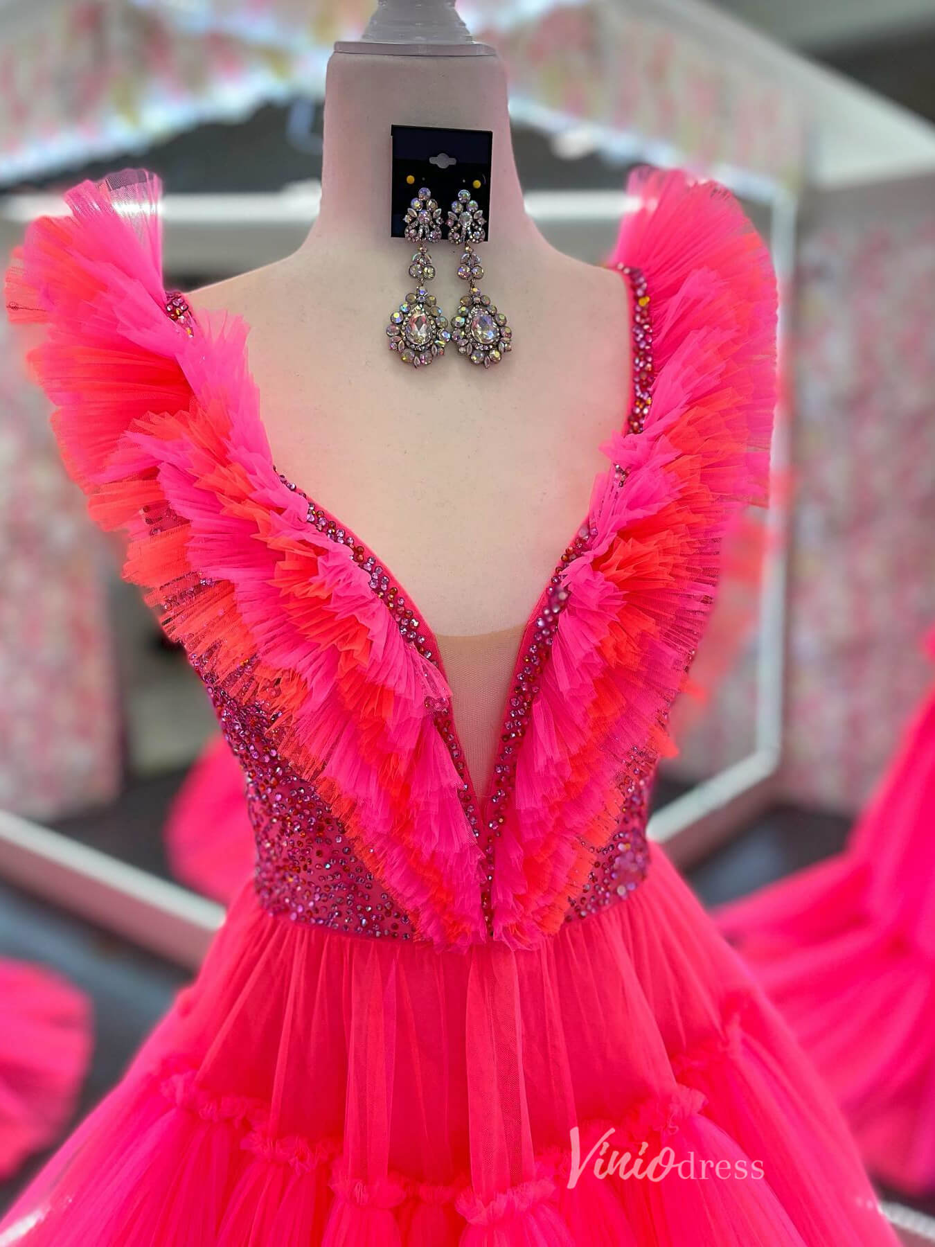 Ruffle Prom Dresses Pleated Tulle Lavender Purple Gown FD4000-prom dresses 2025 -Viniodress-Lavender-Custom Size-