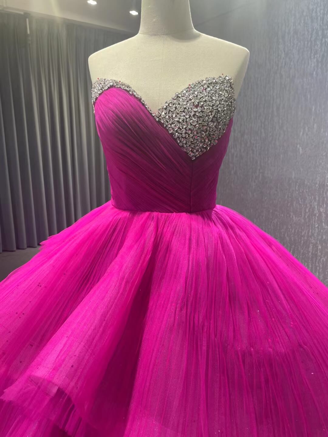 Ruffled Fuchsia Wedding Dresses Tiered Ball Gowns Corset Back 231068 - ViniodressQuinceanera DressesFuchsiaCustom Size - Formal Dresses - Ball Gowns