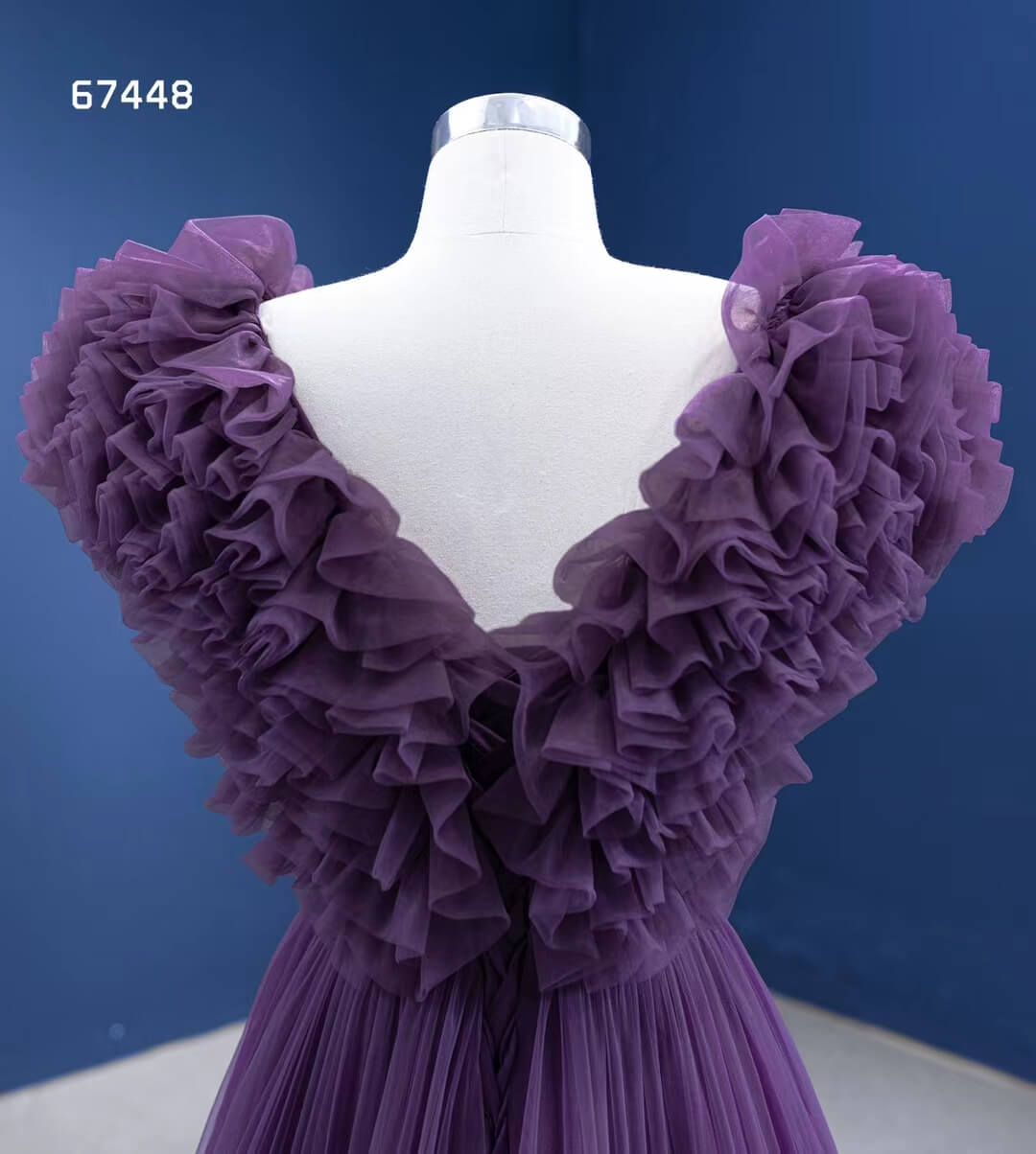 Ruffled Purple Formal Dress V-neck Layered Prom Dresses 67448-Quinceanera Dresses 2025 -Viniodress-Purple-Custom Size-