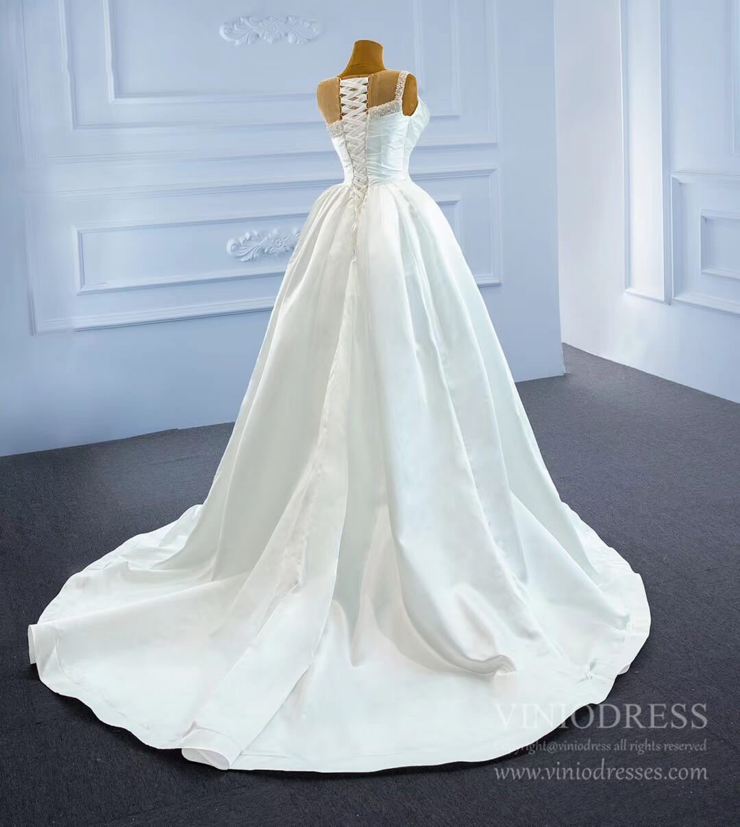 Ruffled Sheath Satin Wedding Dresses 2021 VW2026-wedding dresses 2025 -Viniodress-As Picture-Custom Size-