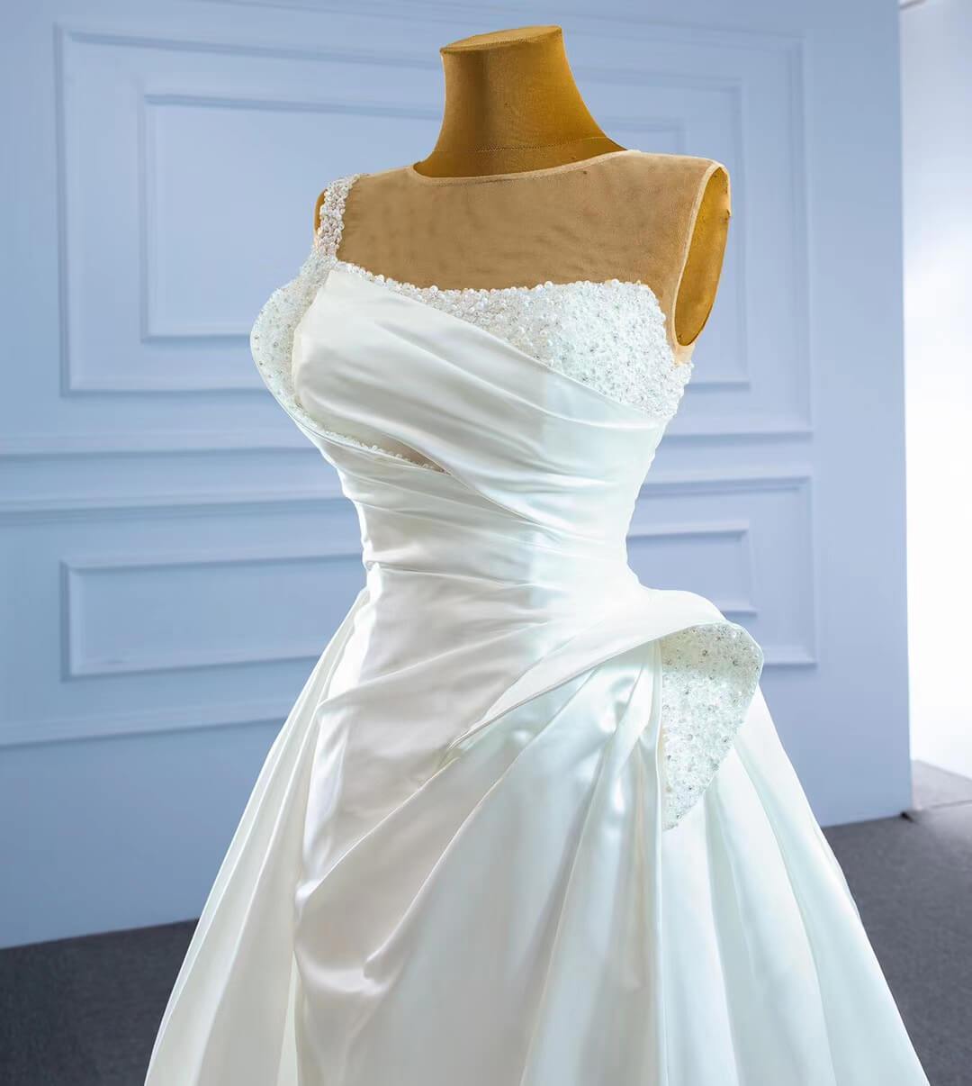 Ruffled Sheath Satin Wedding Dresses 2021 VW2026-wedding dresses 2025 -Viniodress-As Picture-Custom Size-