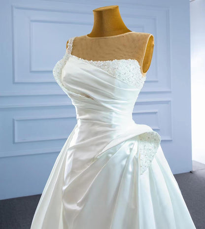 Ruffled Sheath Satin Wedding Dresses 2021 VW2026-wedding dresses 2025 -Viniodress-As Picture-Custom Size-
