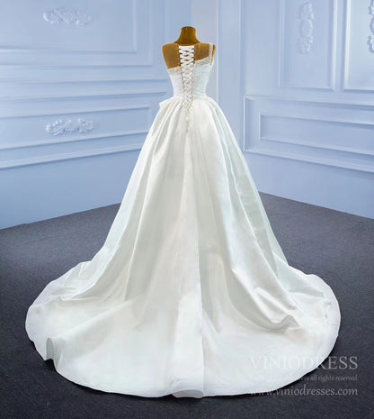 Ruffled Sheath Satin Wedding Dresses 2021 VW2026-wedding dresses 2025 -Viniodress-As Picture-Custom Size-