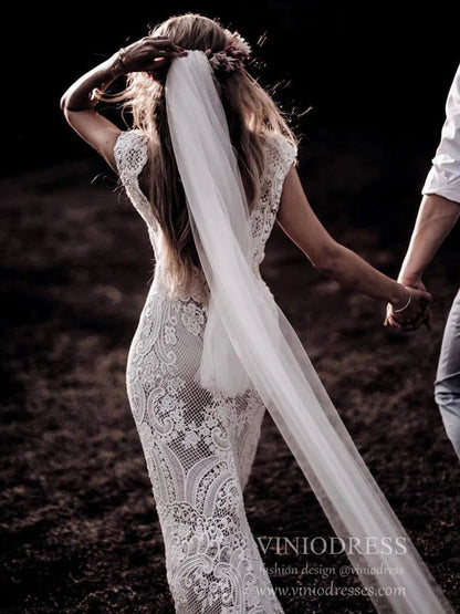 Rustic Lace Country Wedding Dresses Sheath Beach Boho Wedding Dress Viniodress BH102-wedding dresses 2025 -Viniodress-As Picture-Custom Size-