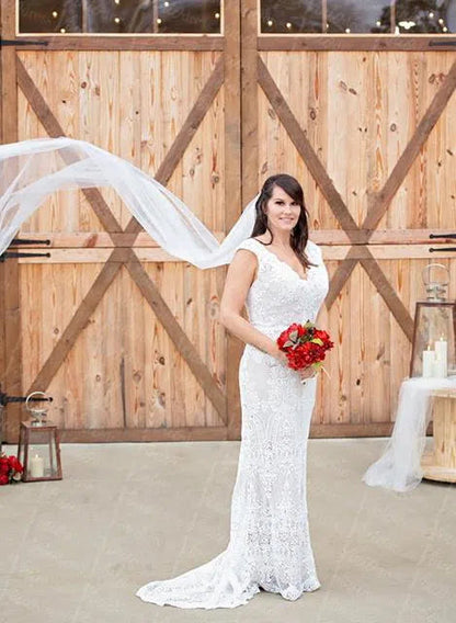 Rustic Lace Country Wedding Dresses Sheath Beach Boho Wedding Dress Viniodress BH102-wedding dresses 2025 -Viniodress-As Picture-Custom Size-