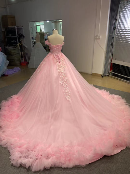 Sage Green Ball Gown Wedding Dresses Tulle Ruffle Sweet 16 Dress 222197-Quinceanera Dresses 2025 -Viniodress-Sage-Custom Size-