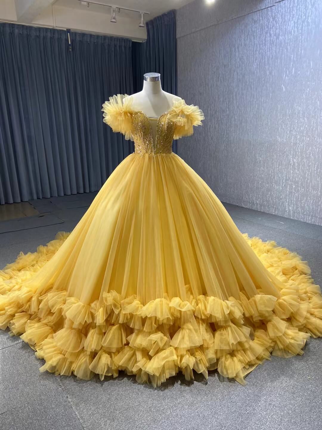 Sage Green Ball Gown Wedding Dresses Tulle Ruffle Sweet 16 Dress 222197-Quinceanera Dresses 2025 -Viniodress-Sage-Custom Size-