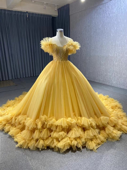 Sage Green Ball Gown Wedding Dresses Tulle Ruffle Sweet 16 Dress 222197-Quinceanera Dresses 2025 -Viniodress-Sage-Custom Size-