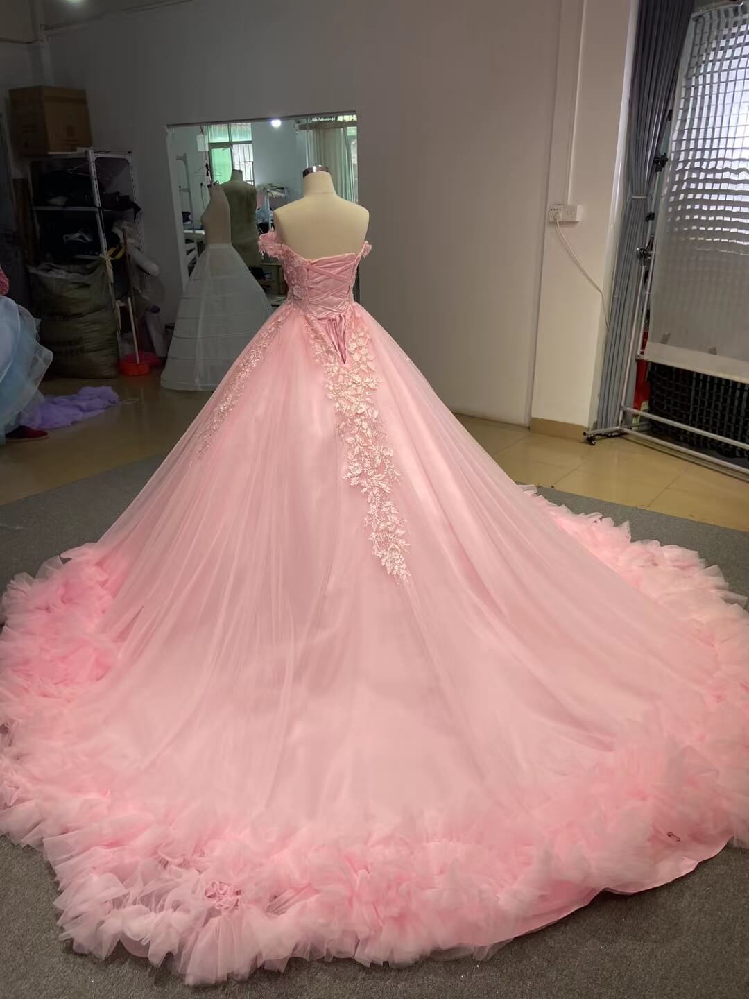 Sage Green Ball Gown Wedding Dresses Tulle Ruffle Sweet 16 Dress 222197-Quinceanera Dresses 2025 -Viniodress-Sage-Custom Size-