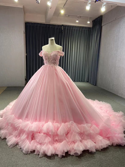 Sage Green Ball Gown Wedding Dresses Tulle Ruffle Sweet 16 Dress 222197-Quinceanera Dresses 2025 -Viniodress-Sage-Custom Size-