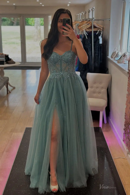 TU009-Prom Dresses 2026-Viniodress-Sage Blue-Custom Size-
