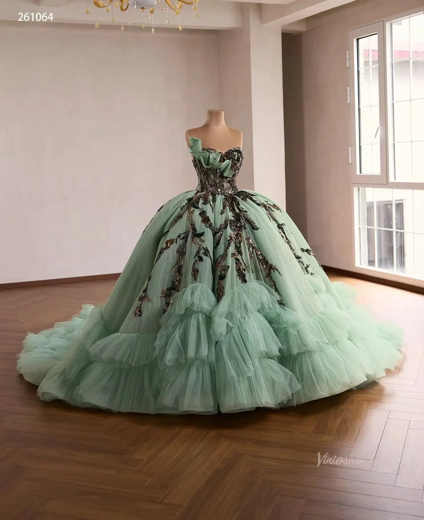 261064 1meter-Quinceanera Dresses 2026-Viniodress-Sage Green-Custom Size – Add Measurements in Cart-