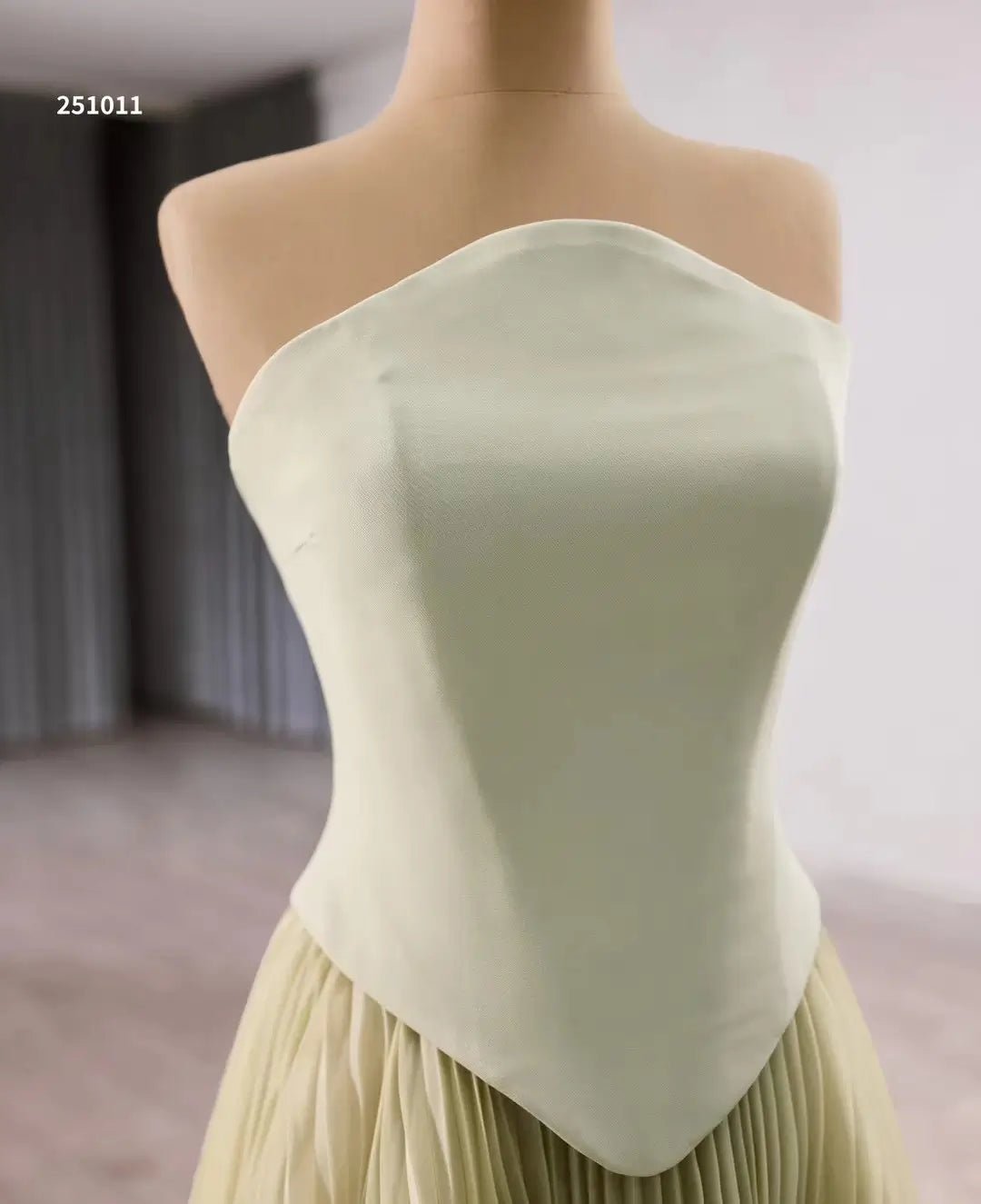 Sage Green Rosette Gala Dress Strapless Unique Formal Gown 251011-wedding dresses 2025 -Viniodress-Sage-Custom Size-