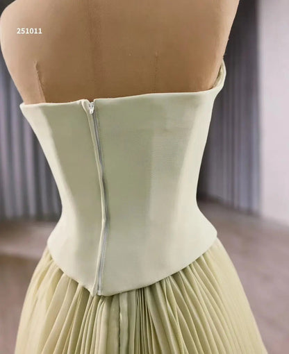 Sage Green Rosette Gala Dress Strapless Unique Formal Gown 251011-wedding dresses 2025 -Viniodress-Sage-Custom Size-