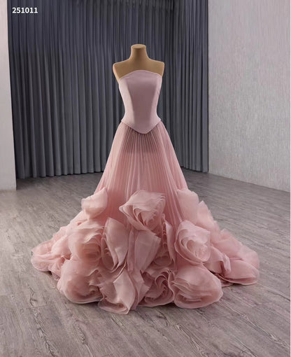 Sage Green Rosette Gala Dress Strapless Unique Formal Gown 251011-wedding dresses 2025 -Viniodress-Sage-Custom Size-