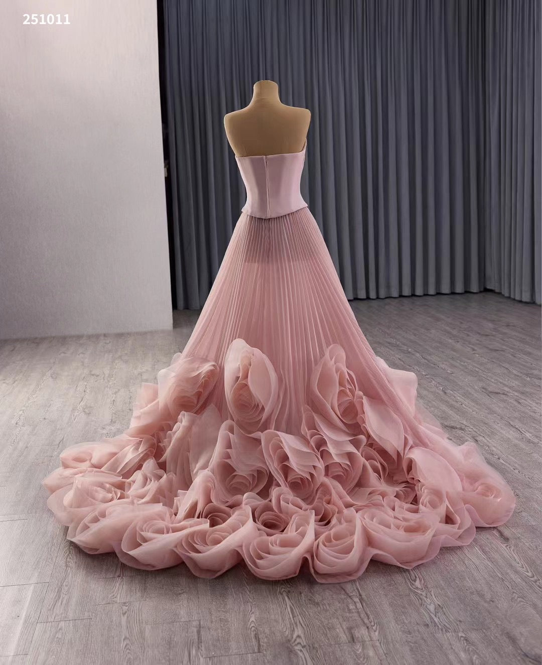 Sage Green Rosette Gala Dress Strapless Unique Formal Gown 251011-wedding dresses 2025 -Viniodress-Sage-Custom Size-