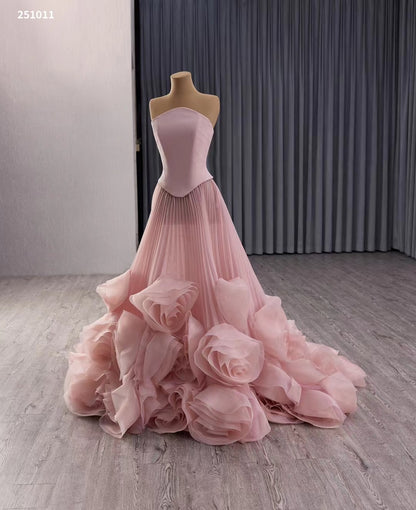 Sage Green Rosette Gala Dress Strapless Unique Formal Gown 251011-wedding dresses 2025 -Viniodress-Sage-Custom Size-