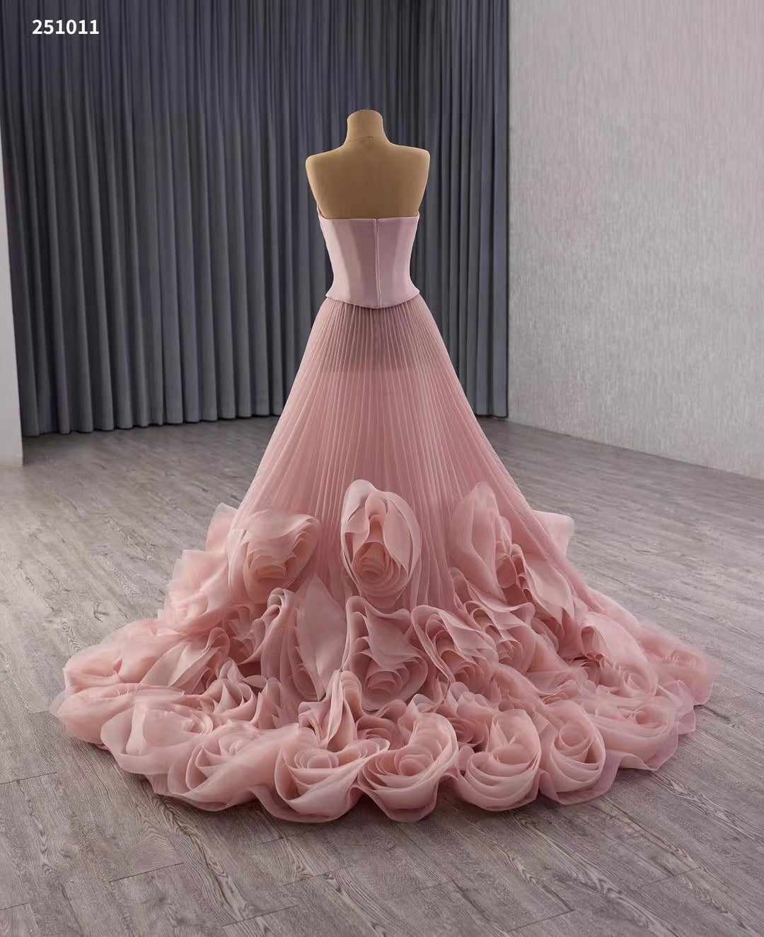 Sage Green Rosette Gala Dress Strapless Unique Formal Gown 251011-wedding dresses 2025 -Viniodress-Sage-Custom Size-