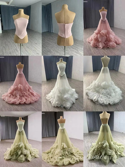 Sage Green Rosette Gala Dress Strapless Unique Formal Gown 251011-wedding dresses 2025 -Viniodress-Sage-Custom Size-