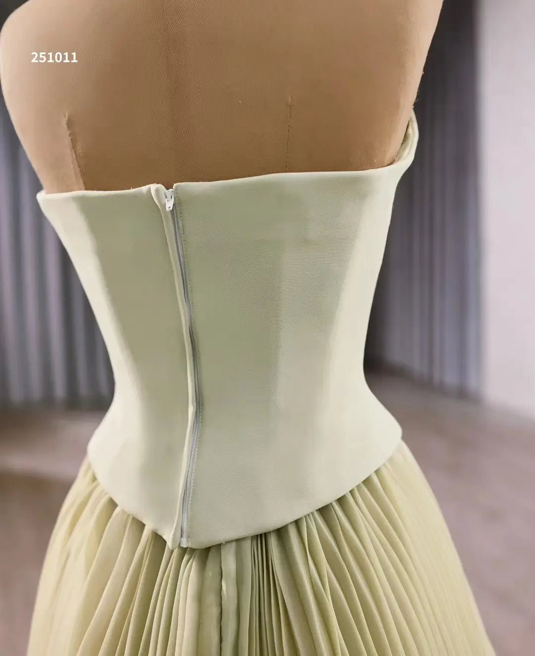 Sage Green Rosette Gala Dress Strapless Unique Formal Gown 251011-wedding dresses 2025 -Viniodress-Sage-Custom Size-