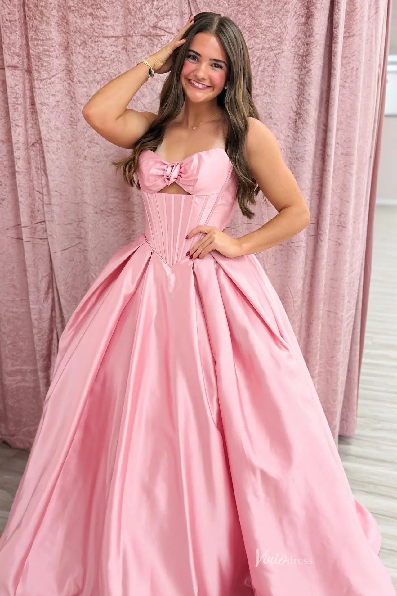 AS049-prom dresses 2026-Viniodress-Pink-Custom Size-