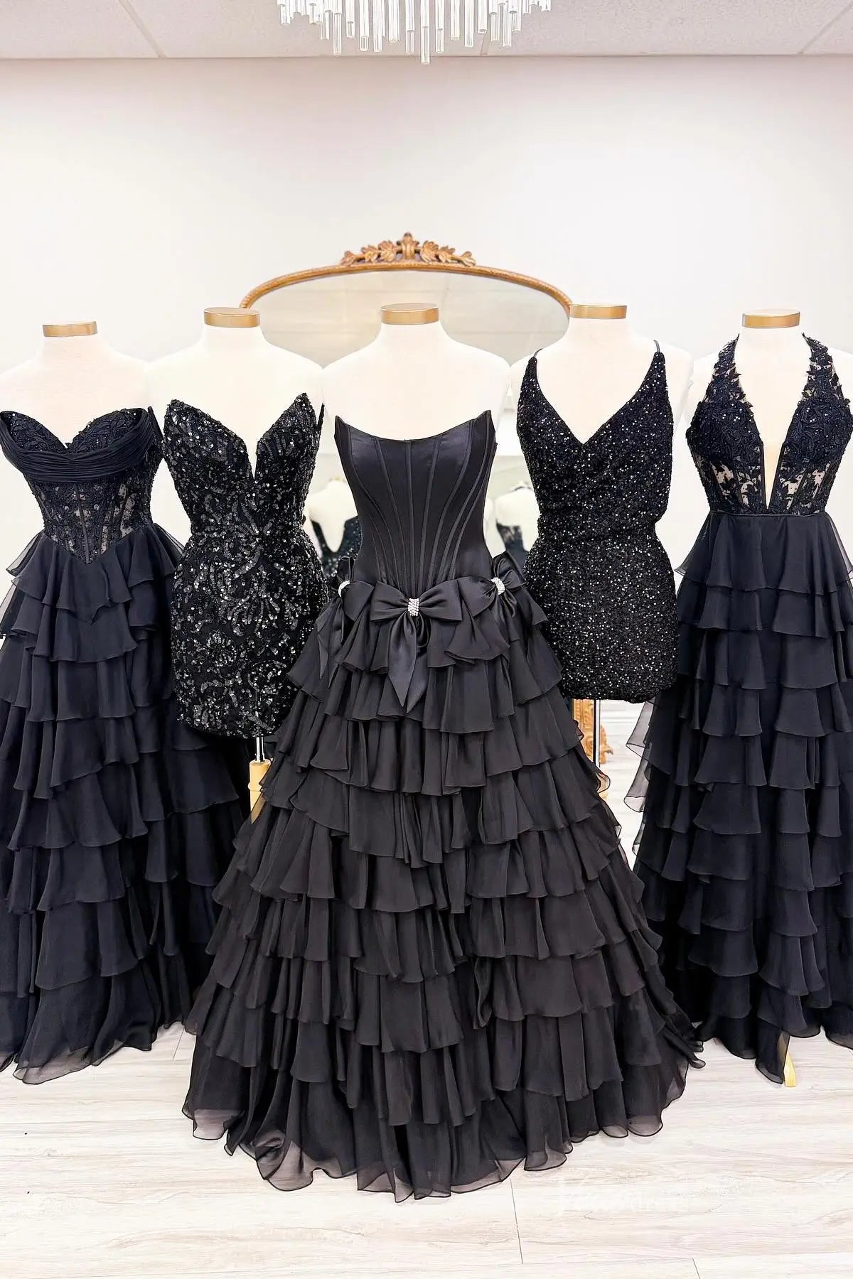 Satin Corset Prom Dress with High Slit Chiffon Ruffle Skirt & Bows RF305-prom dresses 2026-Viniodress-Aqua-Custom Size-