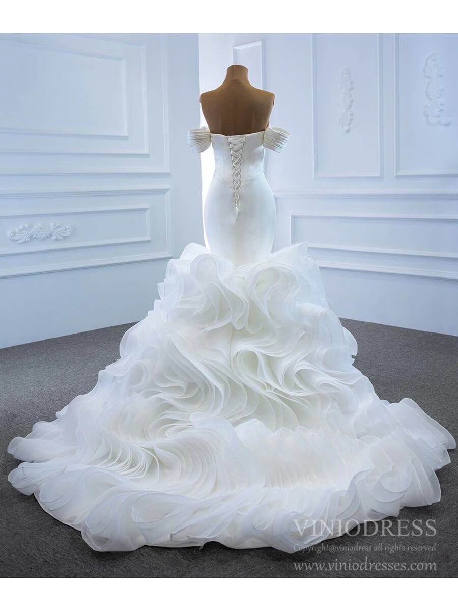 Satin Mermaid Wedding Dresses with Removable Sleeves 67192-wedding dresses 2025 -Viniodress-Ivory-Custom Size-