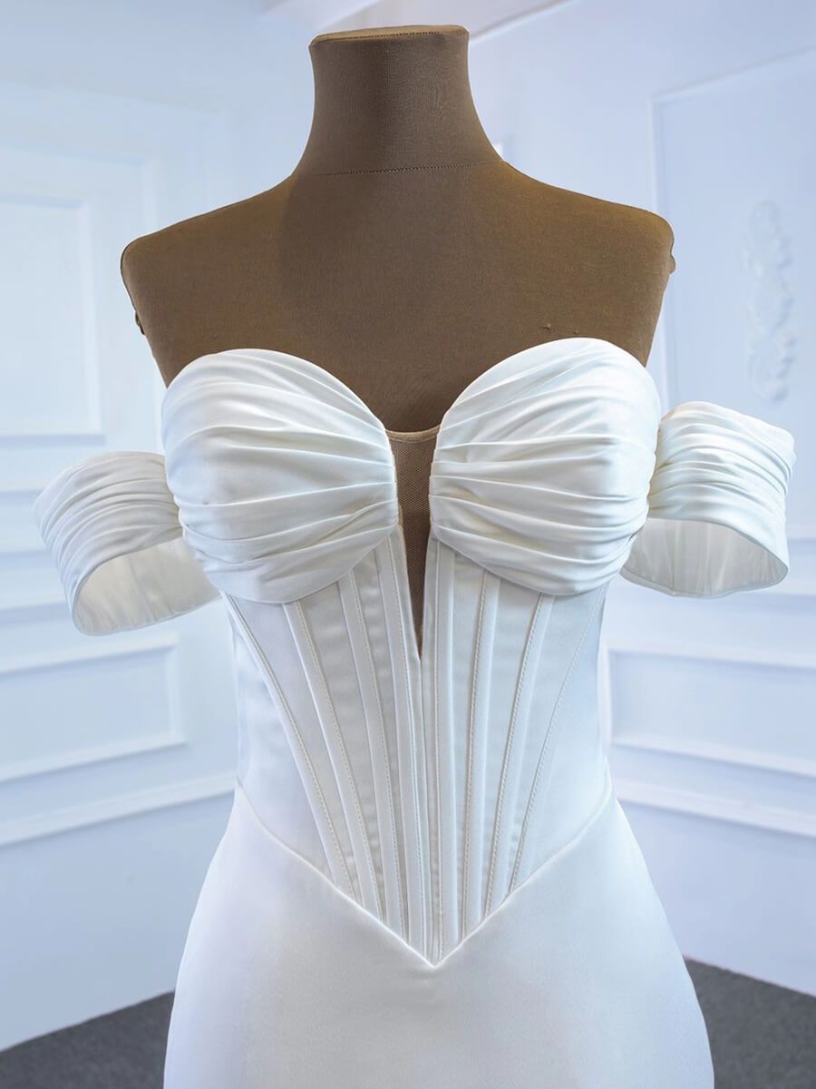 Satin Mermaid Wedding Dresses with Removable Sleeves 67192-wedding dresses 2025 -Viniodress-Ivory-Custom Size-