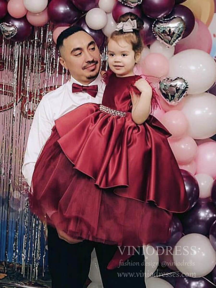 Satin & Tulle Mauve Flower Girl Dresses High Low Girls Formal Dress GL1026B-flower girl dresses 2025 -Viniodress-Mauve-Custom Size-