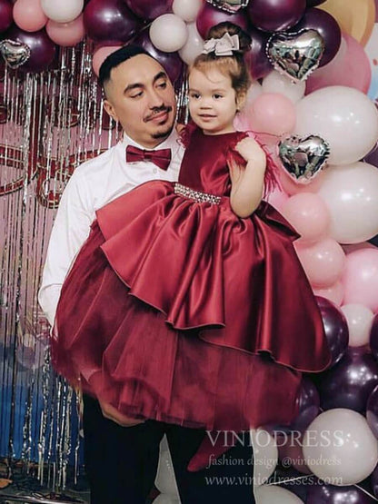Satin & Tulle Mauve Flower Girl Dresses High Low Girls Formal Dress GL1026B-flower girl dresses 2025 -Viniodress-Mauve-Custom Size-