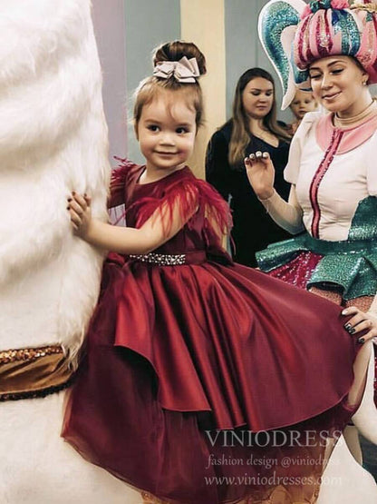 Satin & Tulle Mauve Flower Girl Dresses High Low Girls Formal Dress GL1026B-flower girl dresses 2025 -Viniodress-Mauve-Custom Size-
