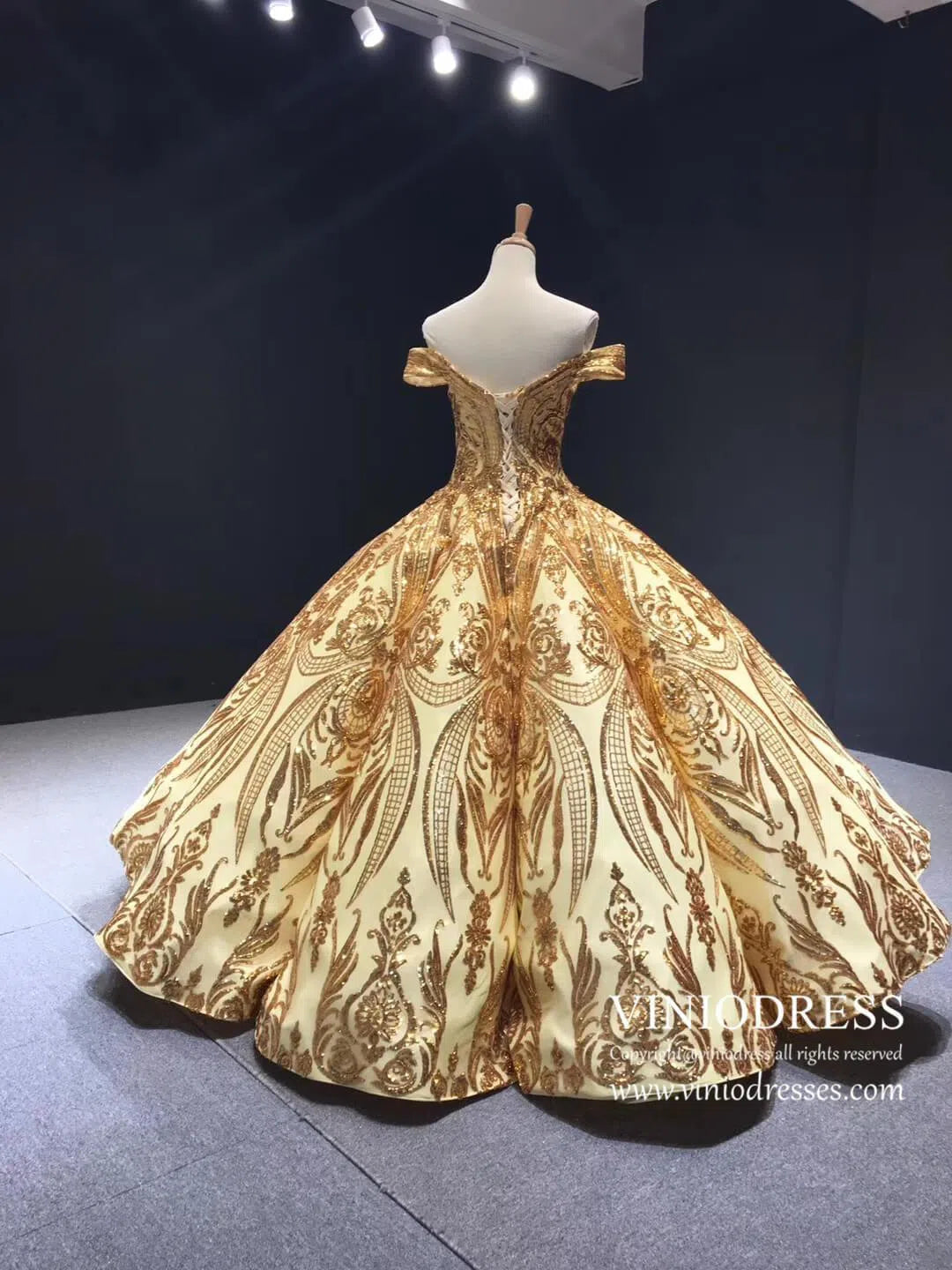 Sequin Lace Ball Gowns Emerald Green Quinceanera Dresses 66661 viniodress-Quinceanera Dresses 2025 -Viniodress-Emerald Green-Custom Size-