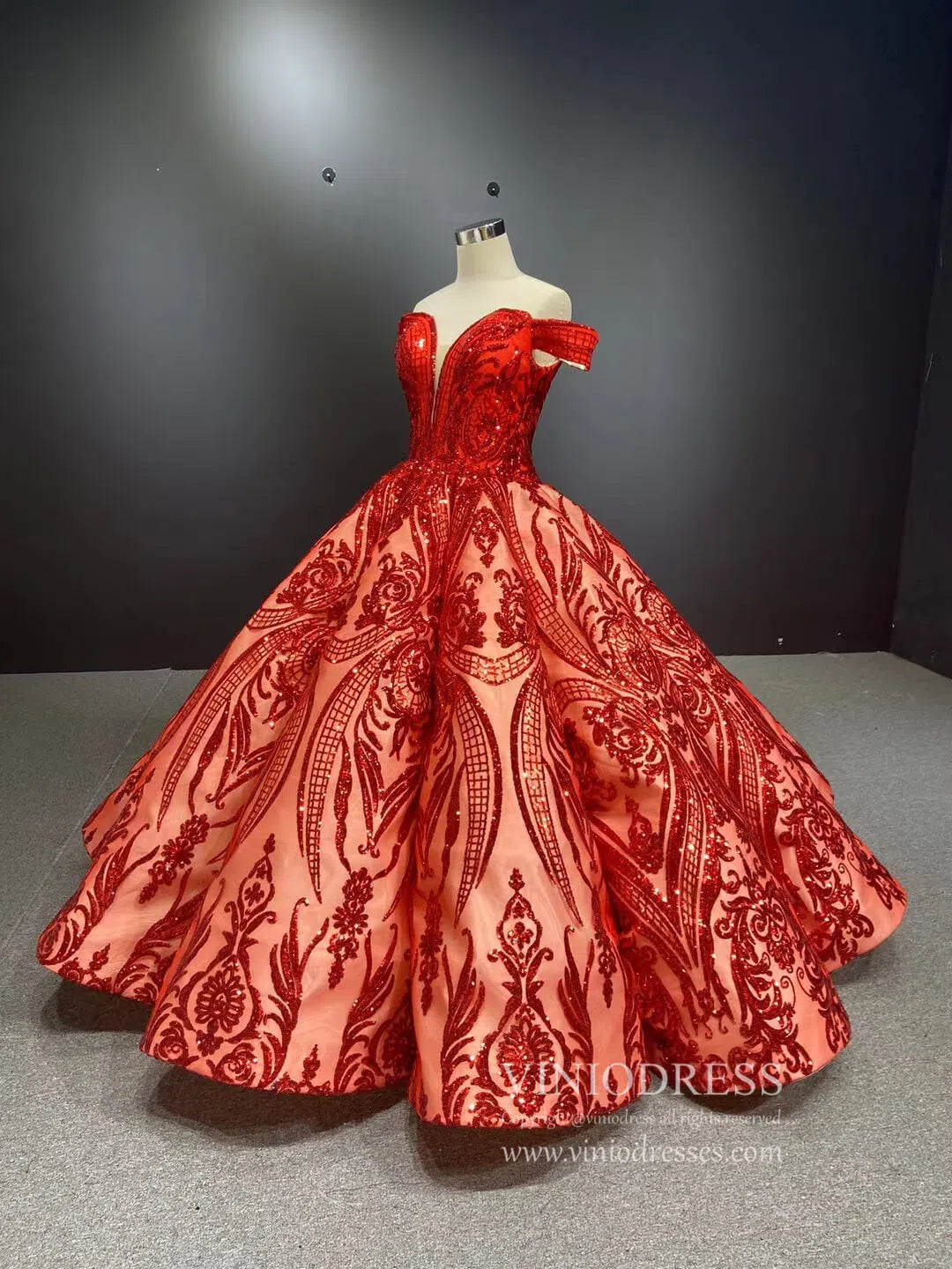 Sequin Lace Ball Gowns Emerald Green Quinceanera Dresses 66661 viniodress-Quinceanera Dresses 2025 -Viniodress-Emerald Green-Custom Size-