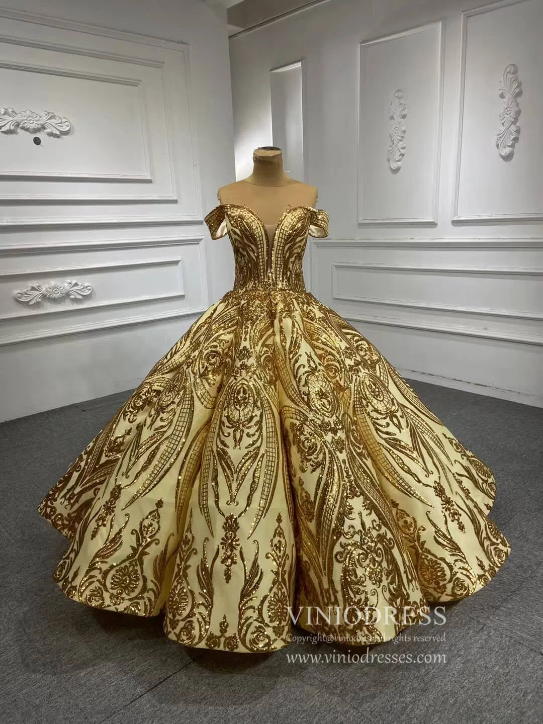 Sequin Lace Ball Gowns Emerald Green Quinceanera Dresses 66661 viniodress-Quinceanera Dresses 2025 -Viniodress-Emerald Green-Custom Size-