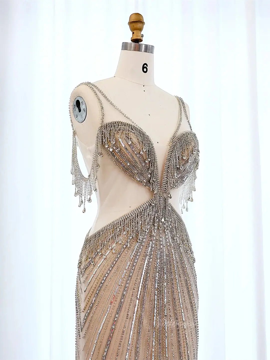 Sexy Beaded Prom Dresses Sheer Nude Vintage Met Gala Dresses BD003-Evening Dresses 2025 -Viniodress-Nude-US 2-