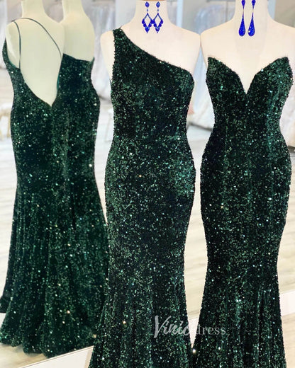 Sexy Green Mermaid Sequin Prom Dresses Evening Dress FD3311-prom dresses 2025 -Viniodress-Emerald Green-Custom Size-A
