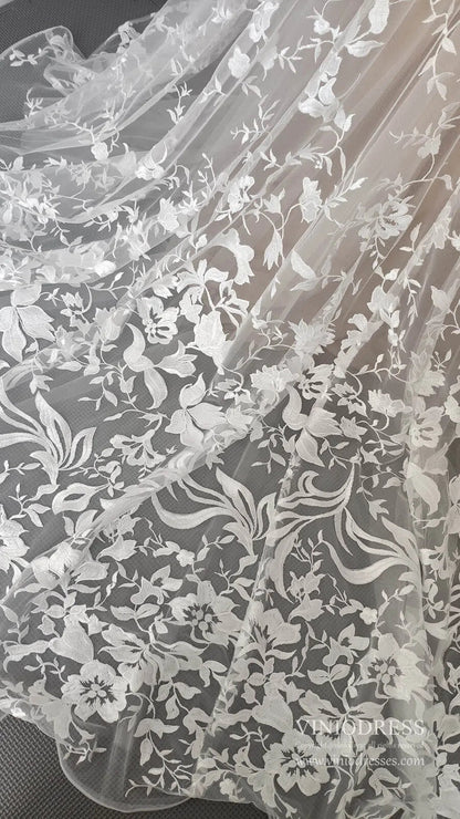 Sexy Mermaid Lace Wedding Dresses Deep V Neck Boho Wedding Dress VW1455-wedding dresses 2025 -Viniodress-Nude-Custom Size-