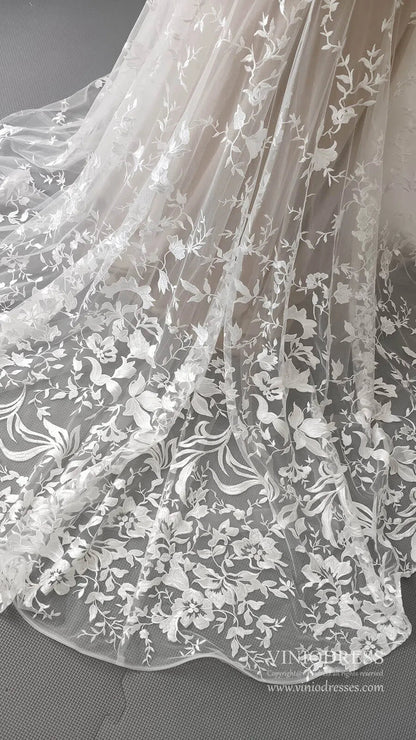 Sexy Mermaid Lace Wedding Dresses Deep V Neck Boho Wedding Dress VW1455-wedding dresses 2025 -Viniodress-Nude-Custom Size-