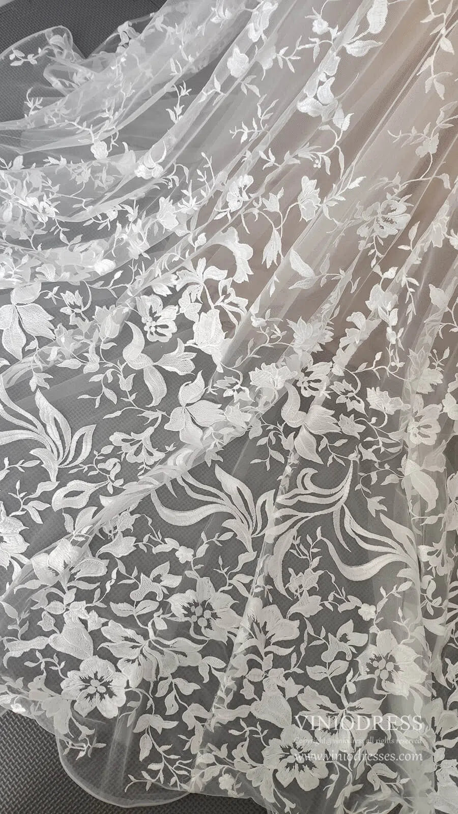 Sexy Mermaid Lace Wedding Dresses Deep V Neck Boho Wedding Dress VW1455-wedding dresses 2025 -Viniodress-Nude-Custom Size-