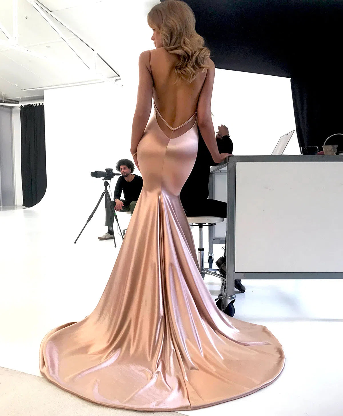 Sexy Rose Gold Mermaid Prom Dresses with Straps FD1528-prom dresses 2025 -Viniodress-Rose Gold-Custom Size-