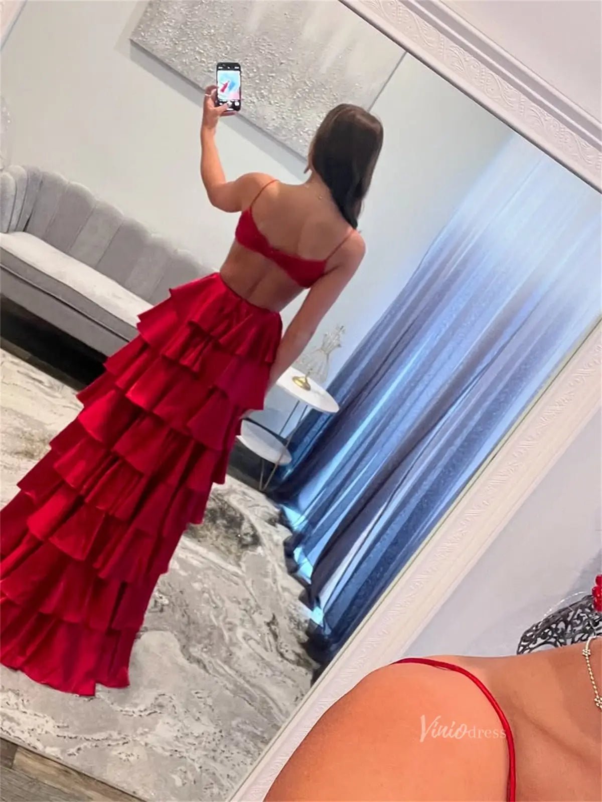 Sexy Satin Prom Dresses with Spaghetti Strap, Crossed Pleated Bodice, Ruffled Bottom - FD3743-prom dresses 2025 -Viniodress-Yellow-Custom Size-